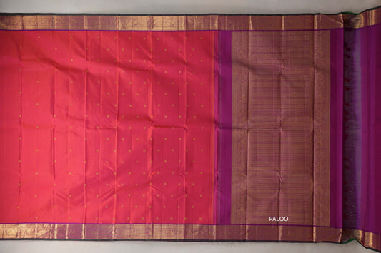 Orangish pink Vintage Kanjivaram Silk Saree by Shreenivas Silks PSSR019304