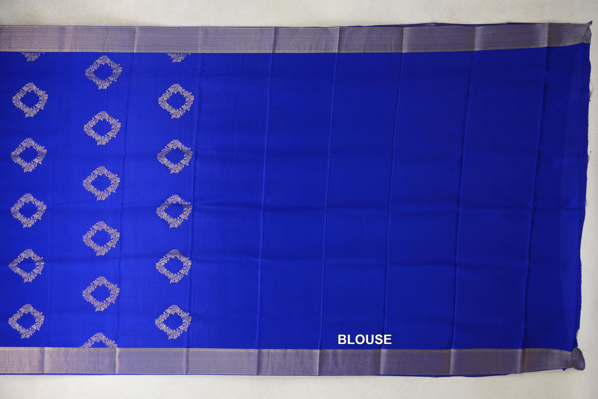Bright Royal Blue Mysore Silk Saree blouse
