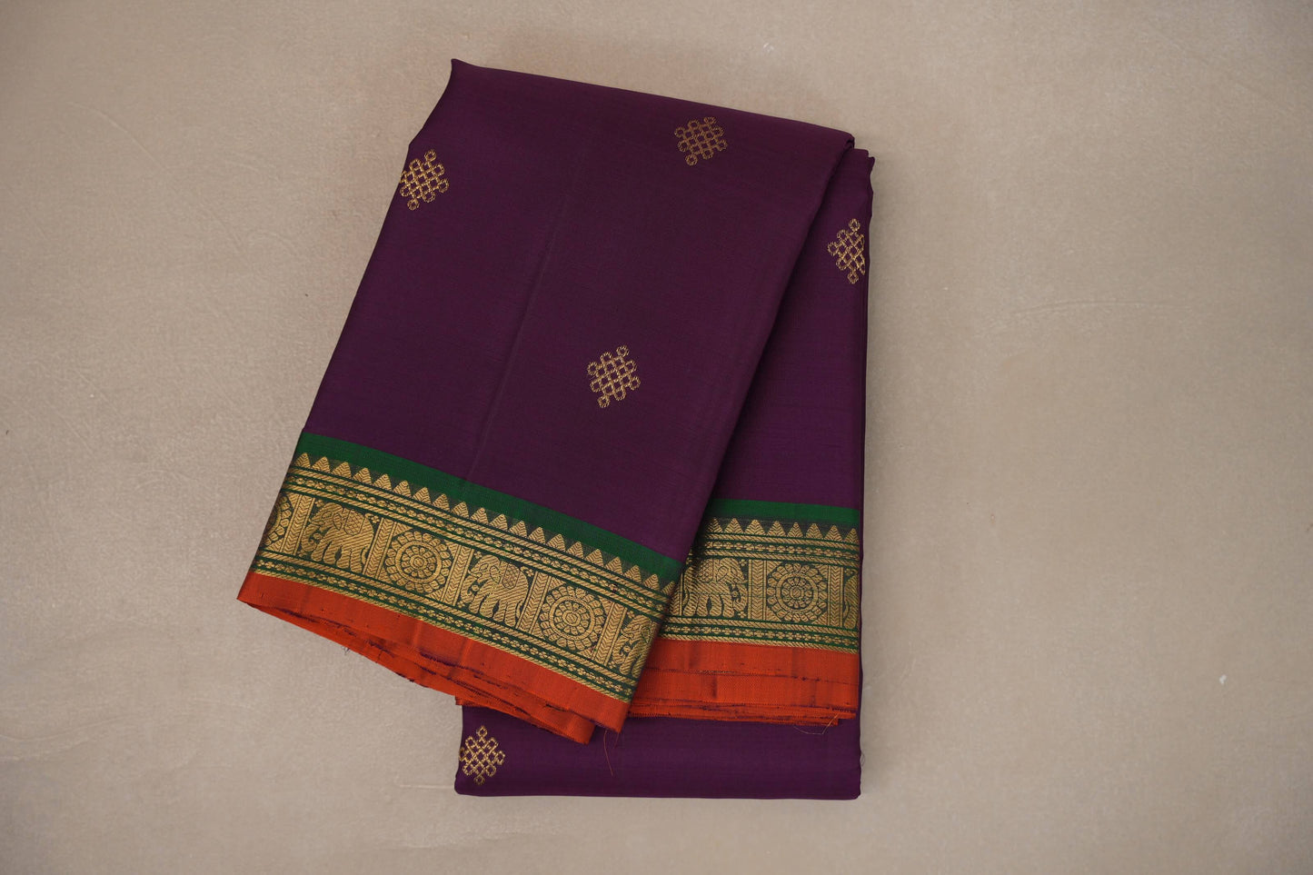 Deep purple Vintage Kanjivaram Silk Saree by Shreenivas Silks PSSR019305