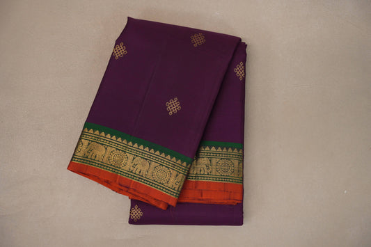 Deep purple Vintage Kanjivaram Silk Saree by Shreenivas Silks PSSR019305
