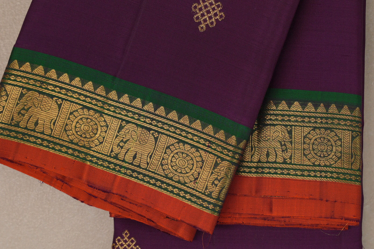 Deep purple Vintage Kanjivaram Silk Saree by Shreenivas Silks PSSR019305