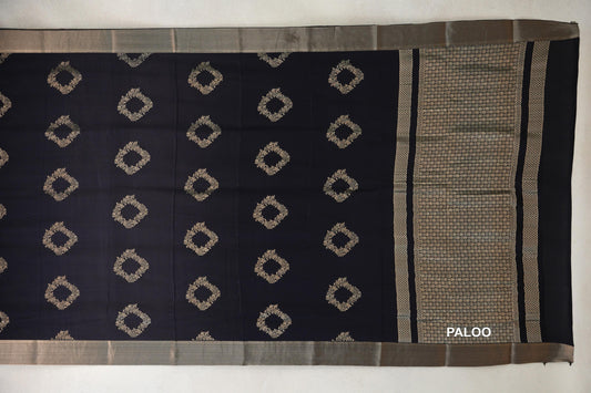 Black Mysore Silk Saree paloo