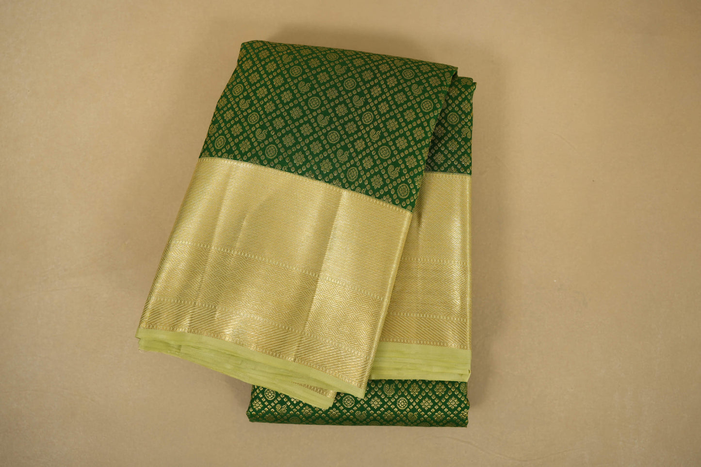Green with Pastel Elachi Green Borders Vintage Kanjivaram Silk Saree