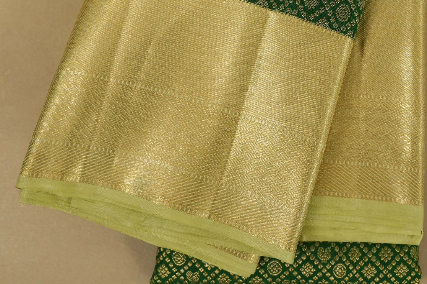 Green with Pastel Elachi Green Borders Vintage Kanjivaram Silk Saree borders