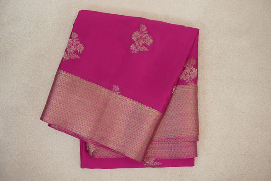 folded Bright Magenta Pink Mysore Silk Saree