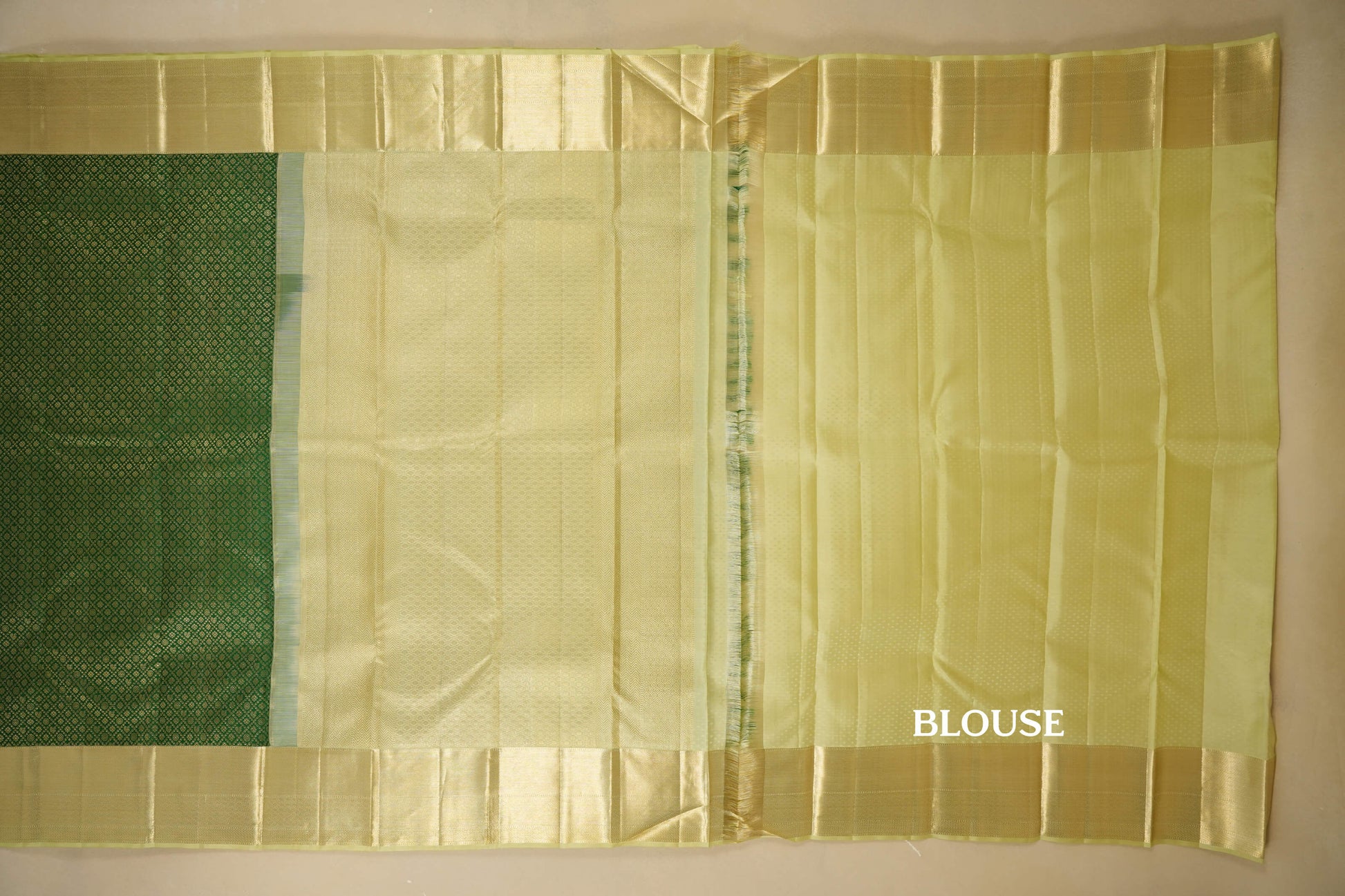 Green with Pastel Elachi Green Borders Vintage Kanjivaram Silk Saree blouse