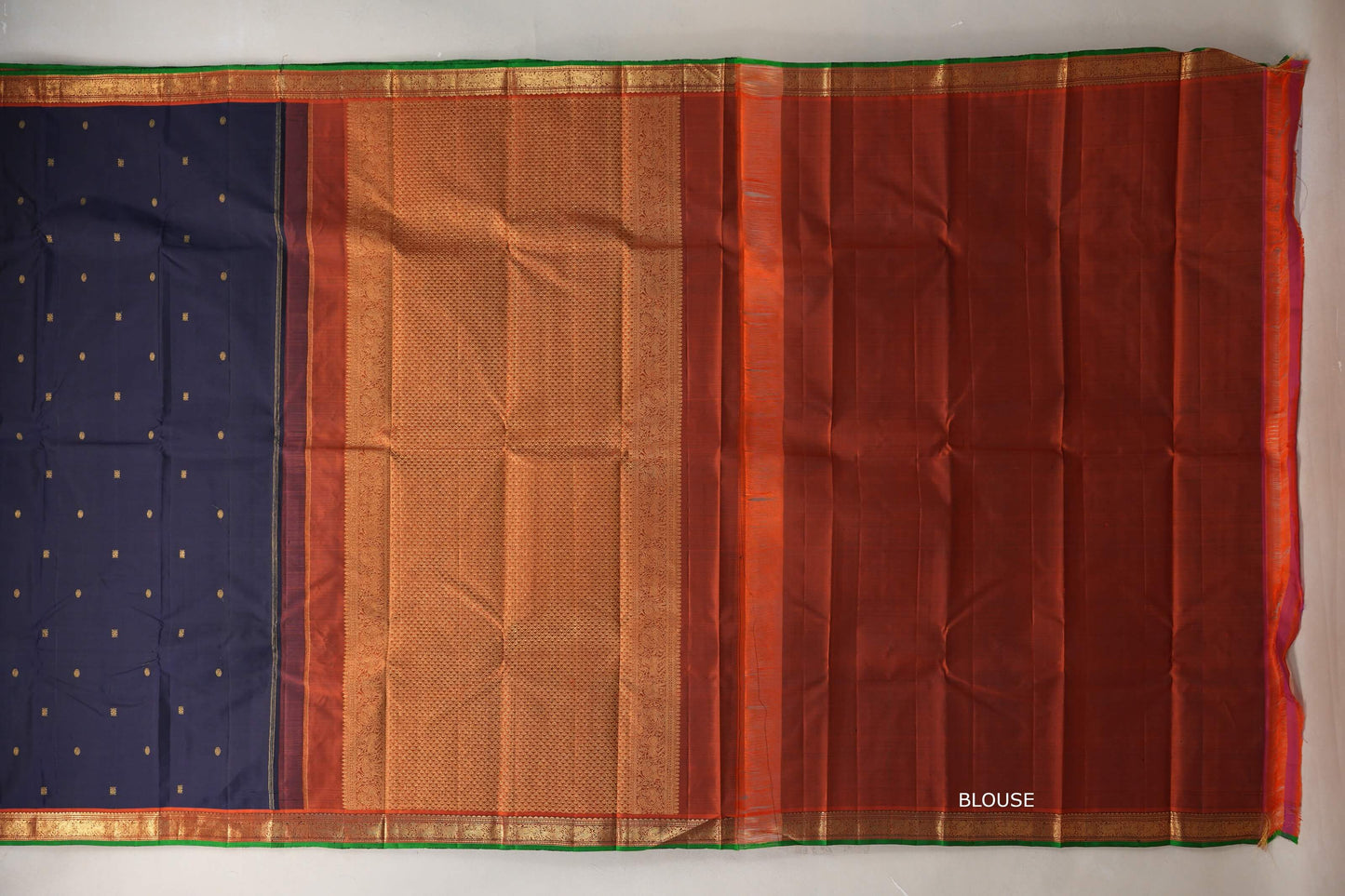 Deep Navy Blue Vintage Kanjivaram Silk Saree by Shreenivas Silks PSSR019306