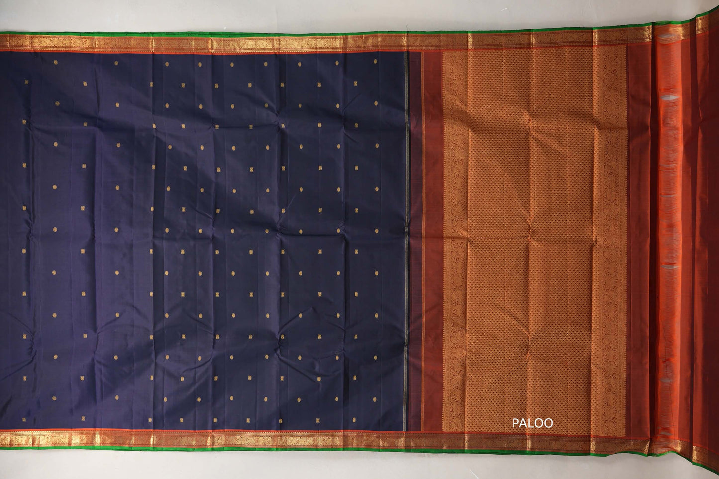 Deep Navy Blue Vintage Kanjivaram Silk Saree by Shreenivas Silks PSSR019306