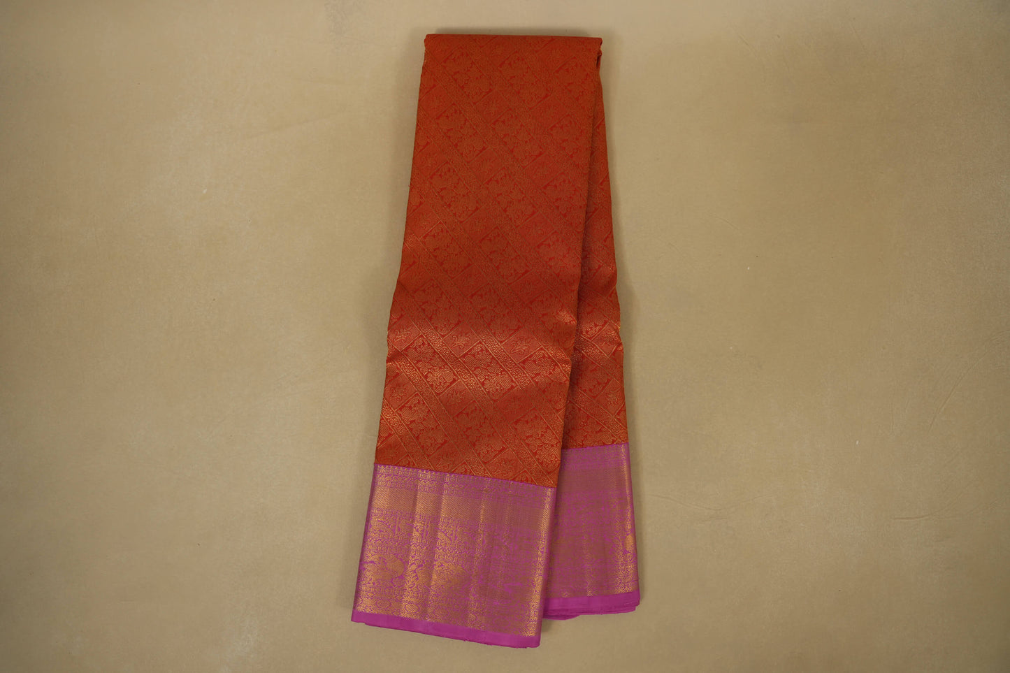 Online Red with Pink Borders Vintage Kanjivaram Silk Saree