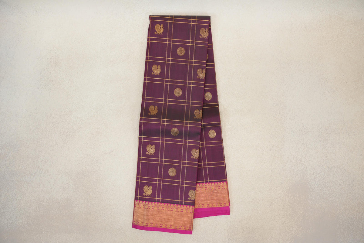 Dual Tone of Bottle Green and Magenta Vintage Kanjivaram Silk Saree online