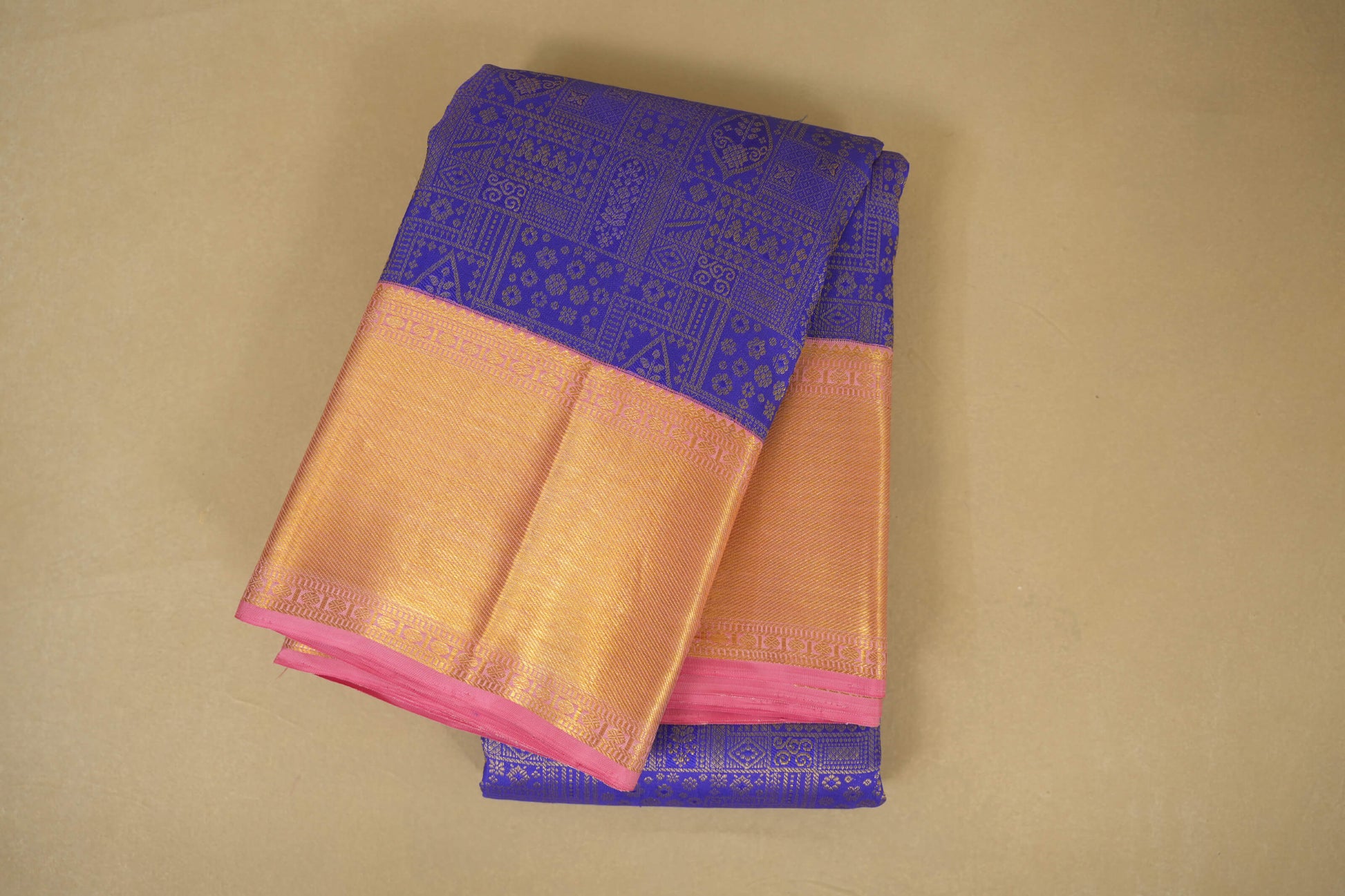 Violet with Pink Borders Vintage Kanjivaram Silk Saree