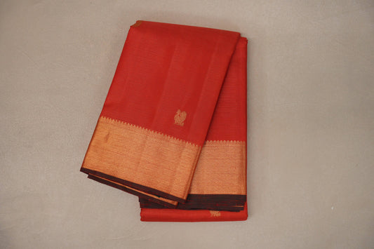 Chilli red Vintage Kanjivaram Silk Saree by Shreenivas Silks PSSR019308
