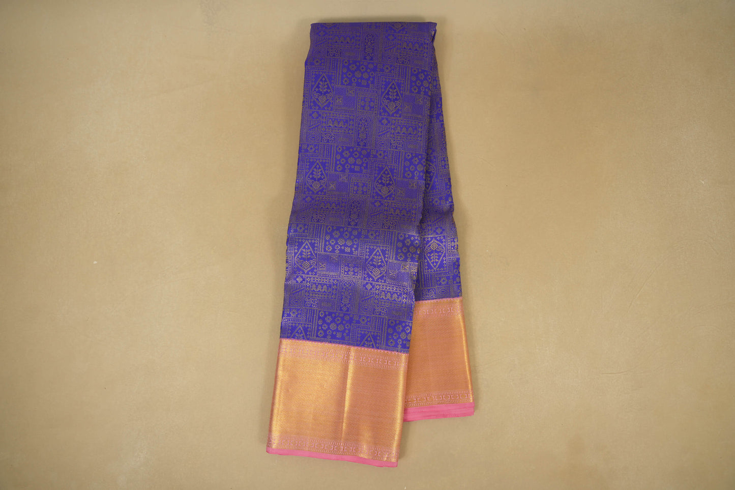 Online Violet with Pink Borders Vintage Kanjivaram Silk Saree