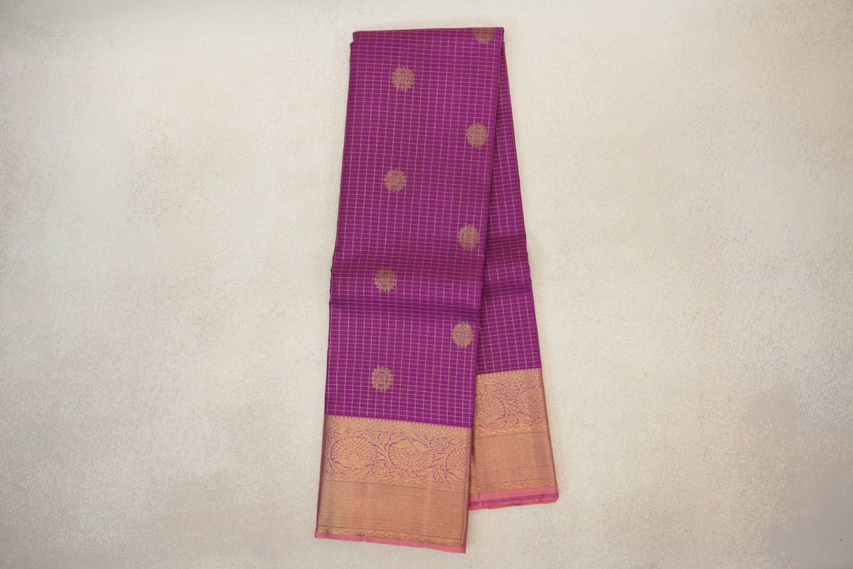 Deep Magenta Purple Vintage Kanjivaram Silk Saree  online