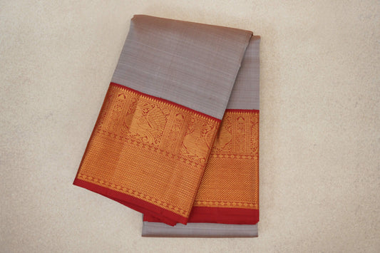 folded Light Brownish Beige Vintage Kanjivaram Silk Saree