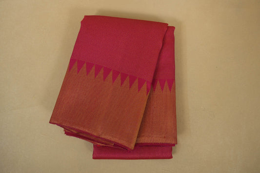 Pink Zari Checks with Tissue Borders Vintage Kanjivaram Silk Saree