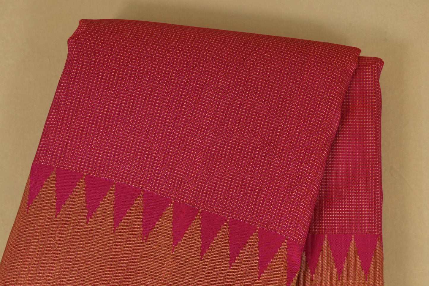 Pink Zari Checks with Tissue Borders Vintage Kanjivaram Silk Saree body