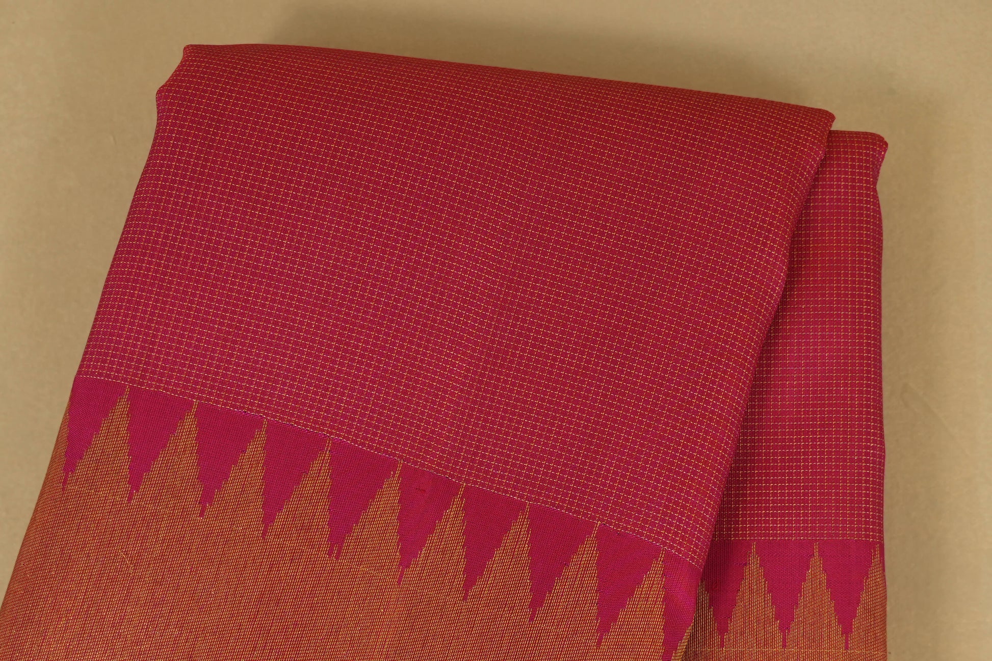 Pink Zari Checks with Tissue Borders Vintage Kanjivaram Silk Saree body