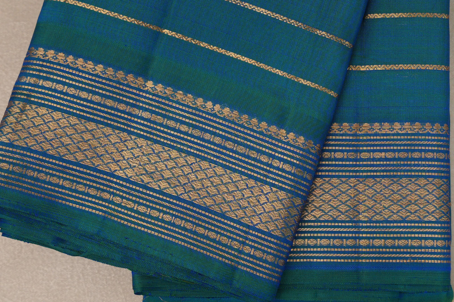 Peacock Blue Vintage Kanjivaram Silk Saree by Shreenivas Silks PSSR019310