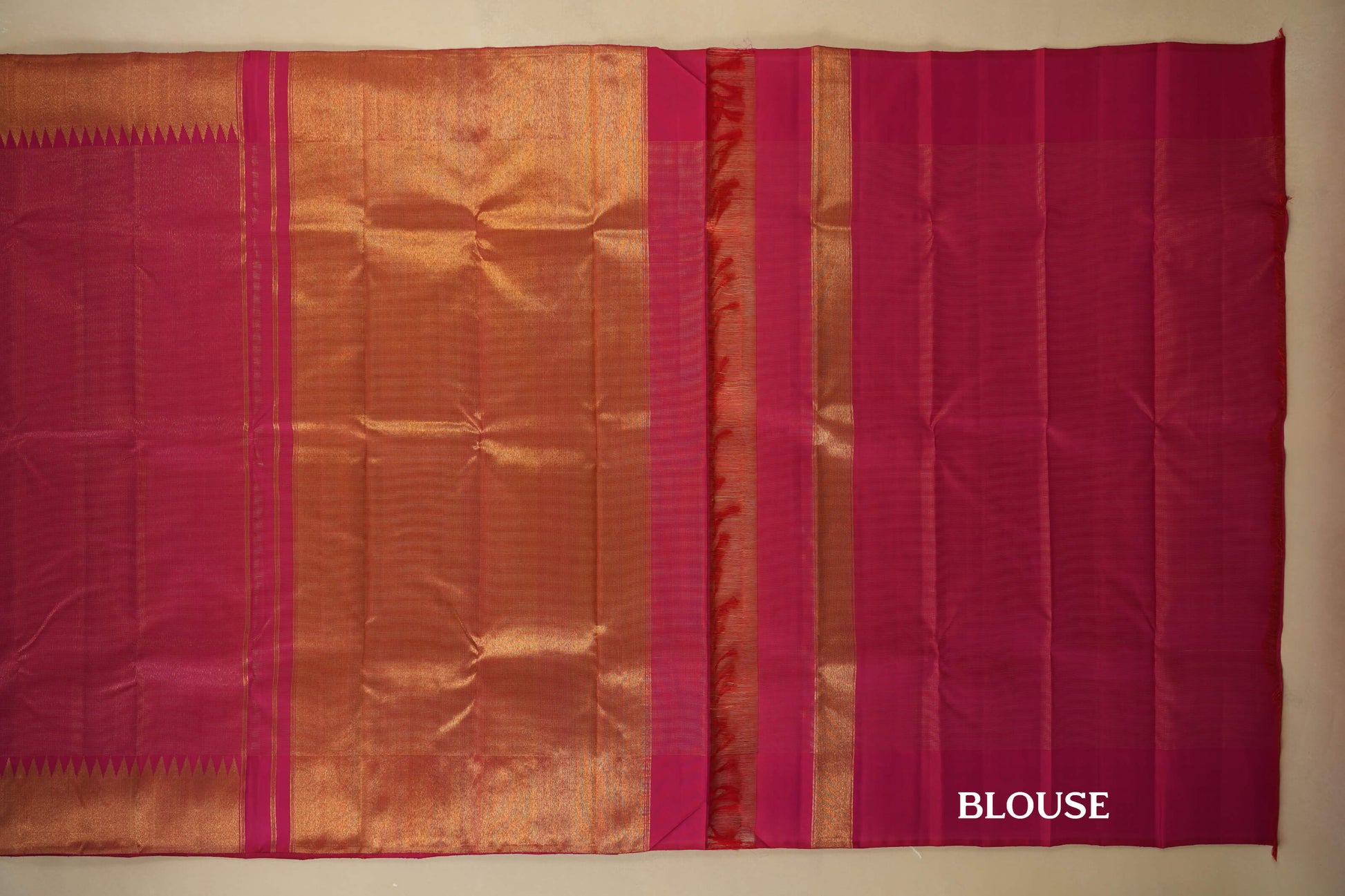 Pink Zari Checks with Tissue Borders Vintage Kanjivaram Silk Saree blouse