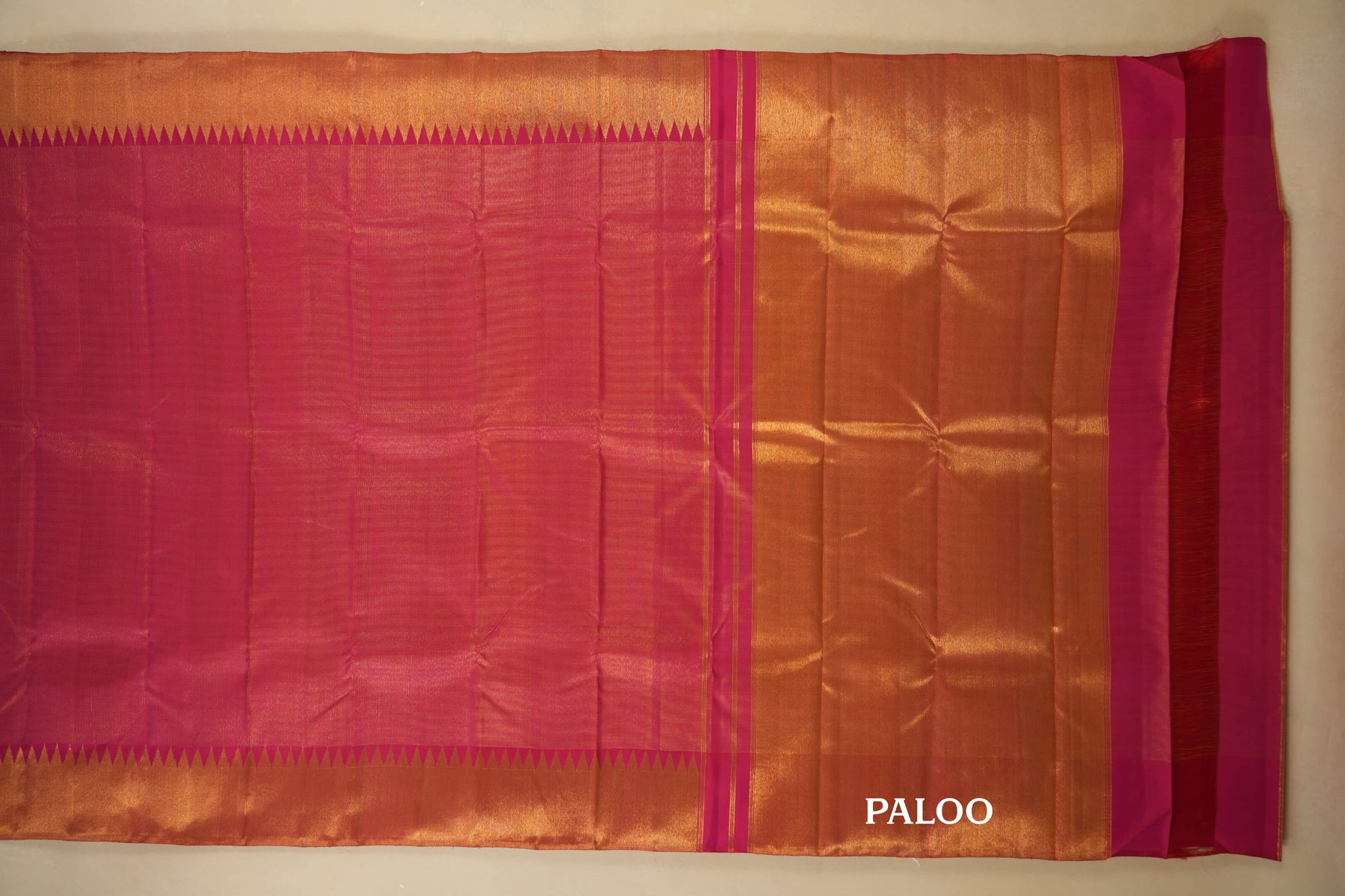Pink Zari Checks with Tissue Borders Vintage Kanjivaram Silk Saree paloo