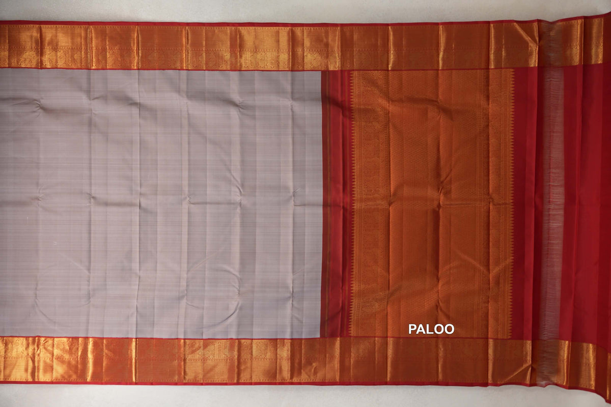 Light Brownish Beige Vintage Kanjivaram Silk Saree paloo