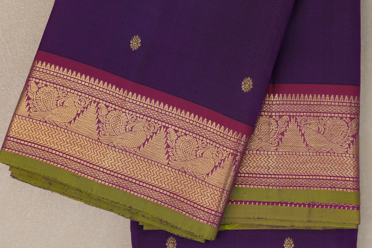 Deep purple Vintage Kanjivaram Silk Saree by Shreenivas Silks PSSR019311