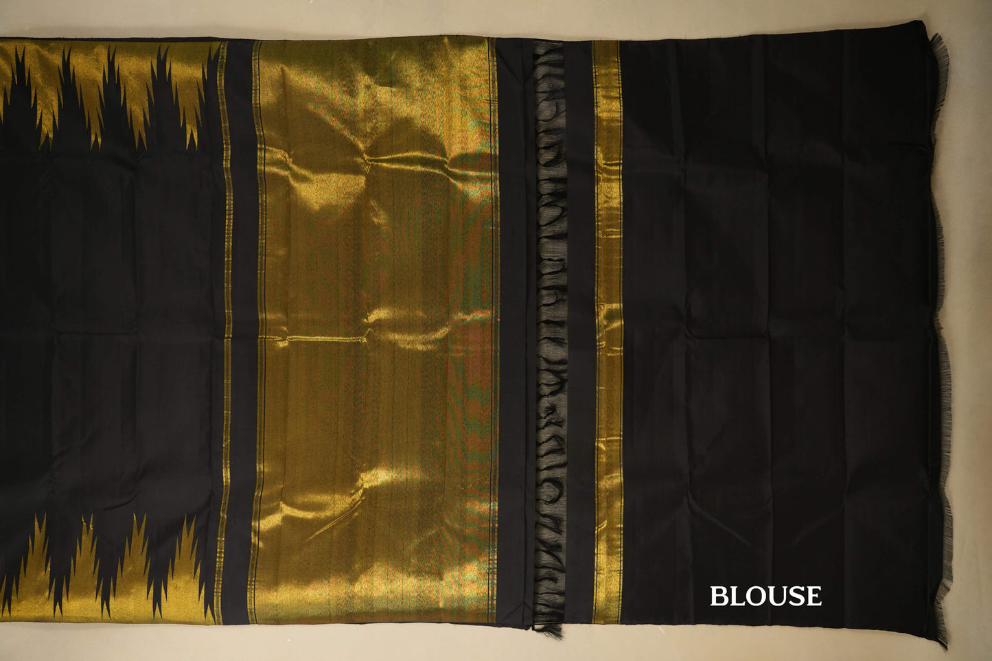 Black with Tissue Borders Vintage Kanjivaram Silk Saree blouse