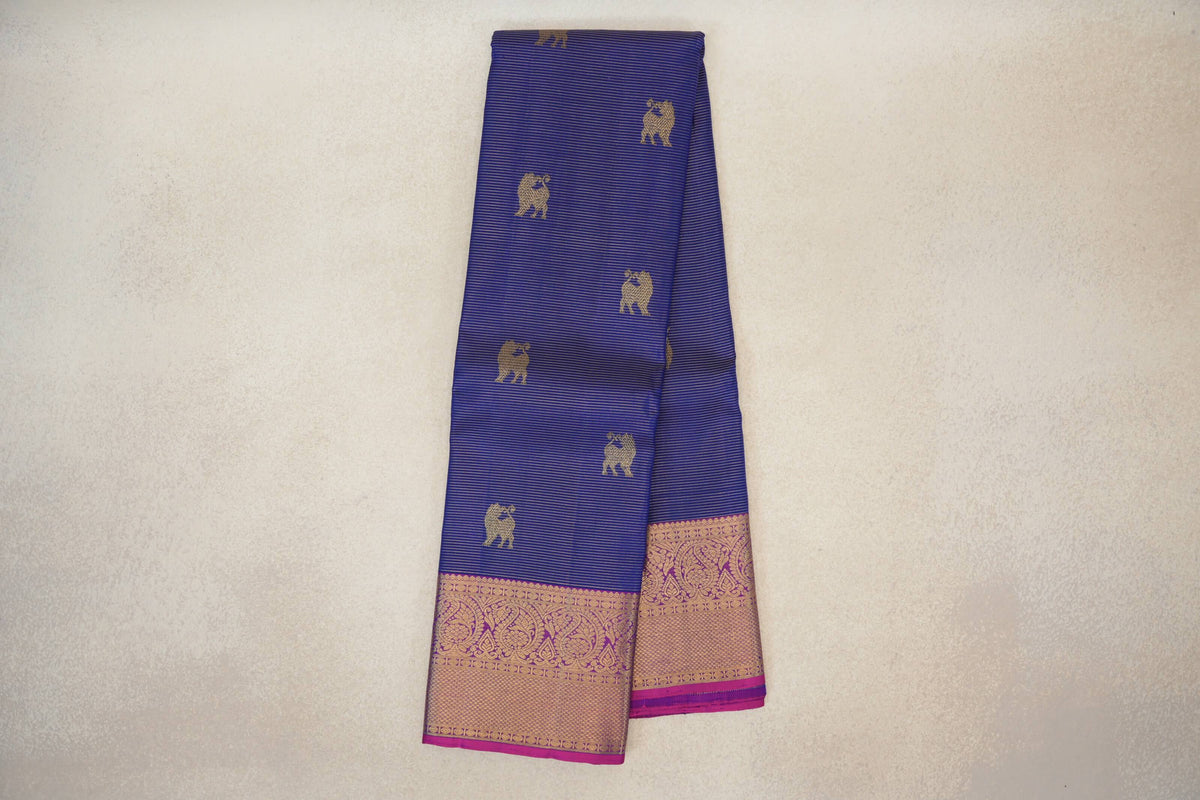 Blue Violet Vintage Kanjivaram Silk Saree online