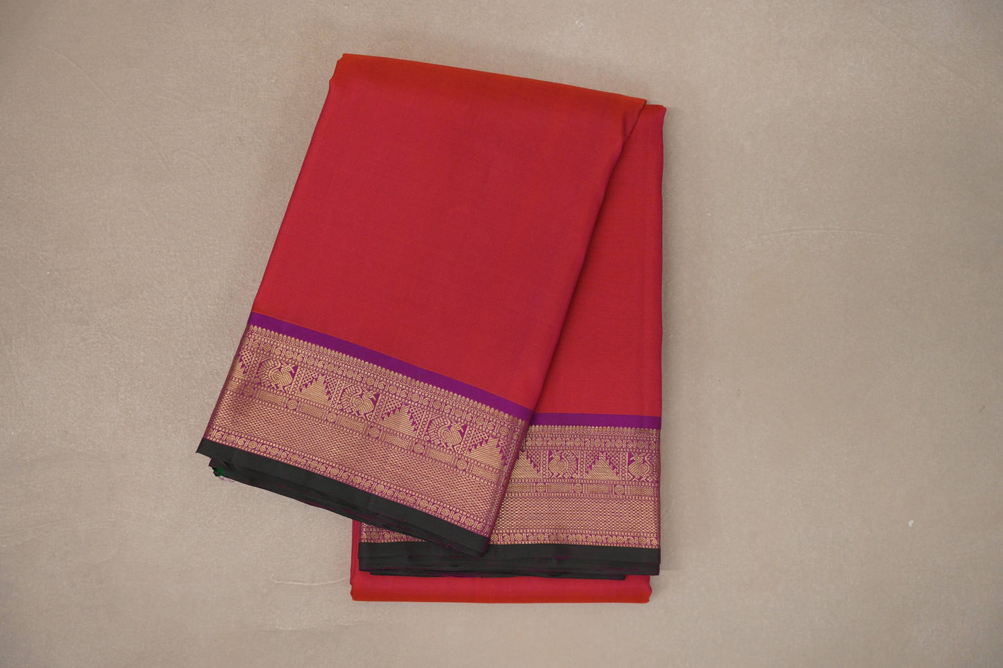 Dual Tone of Orange and Pink Vintage Kanjivaram Silk Saree by Shreenivas Silks PSSR019312