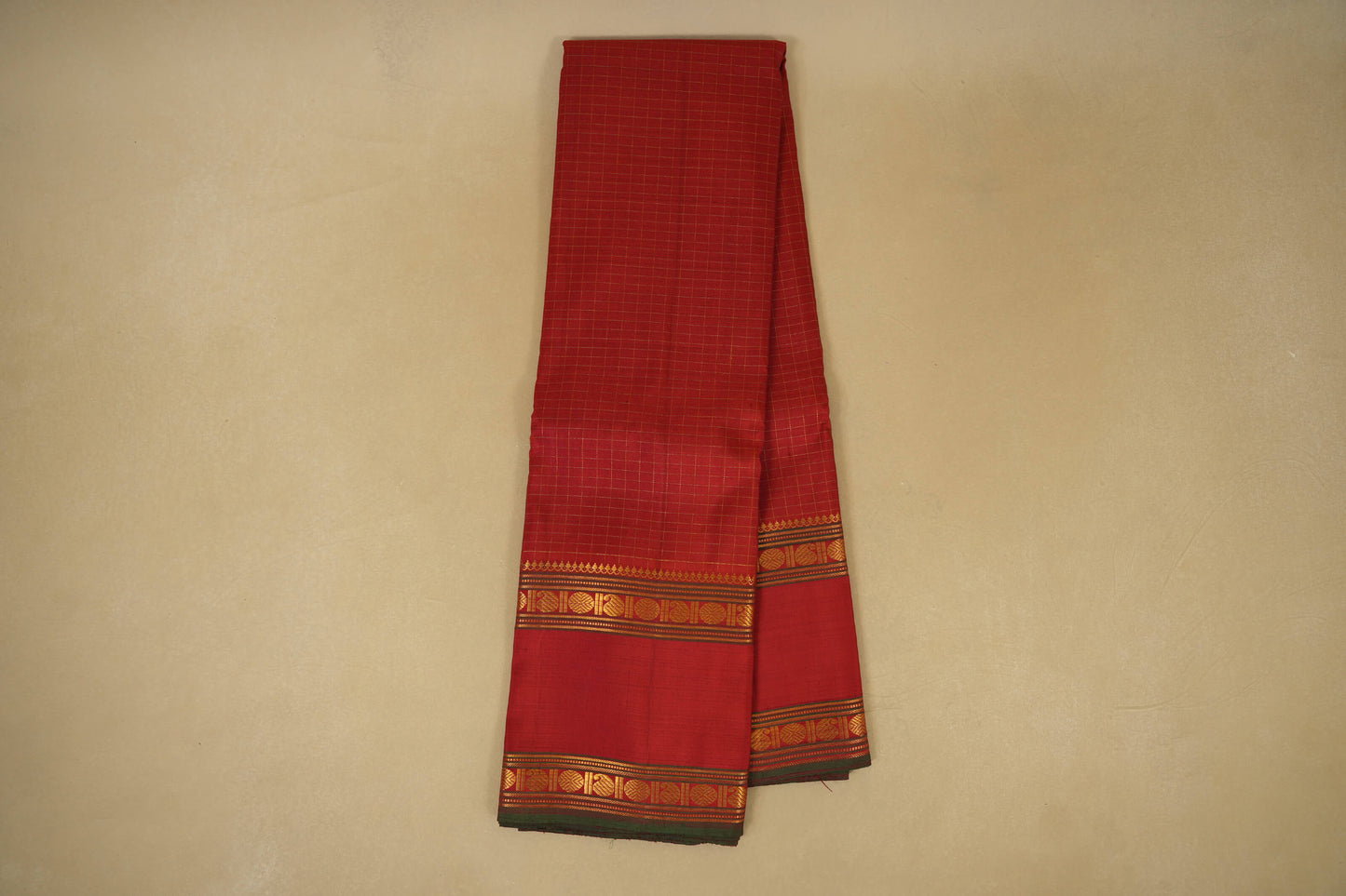 Online Red with Zari Checks Vintage Kanjivaram Silk Saree