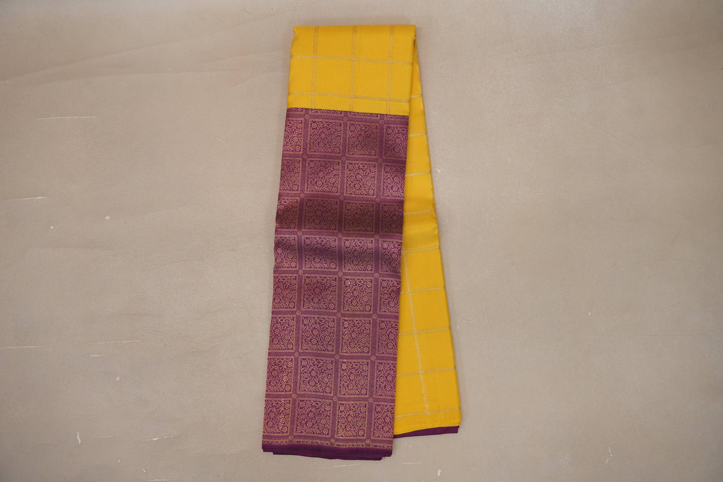 Bright yellow with Deep Magenta Vintage Kanjivaram Silk Saree by Shreenivas Silks PSSR019313