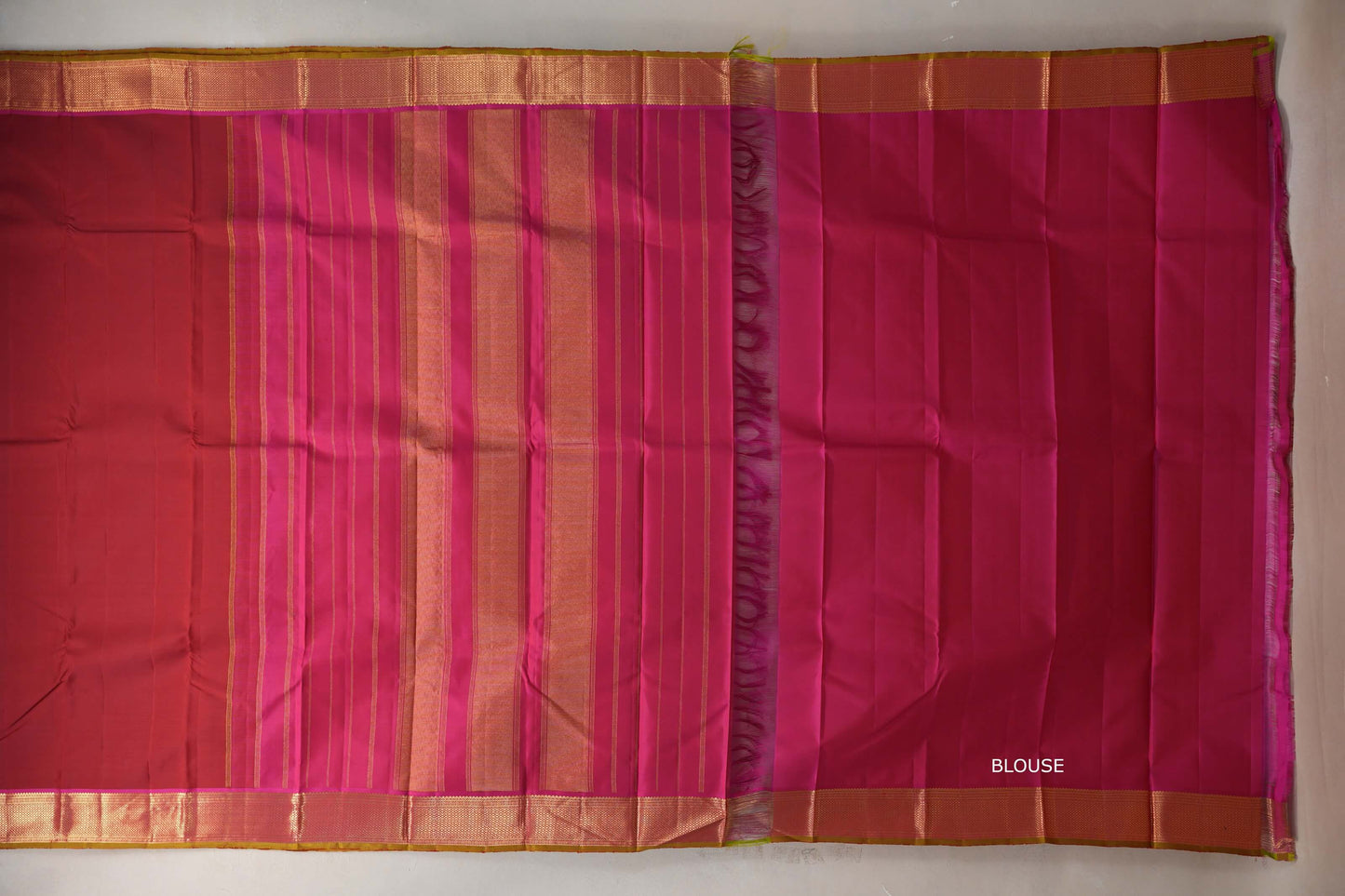 Deep reddish maroon with Bright pink Vintage Kanjivaram Silk Saree by Shreenivas Silks PSSR019314