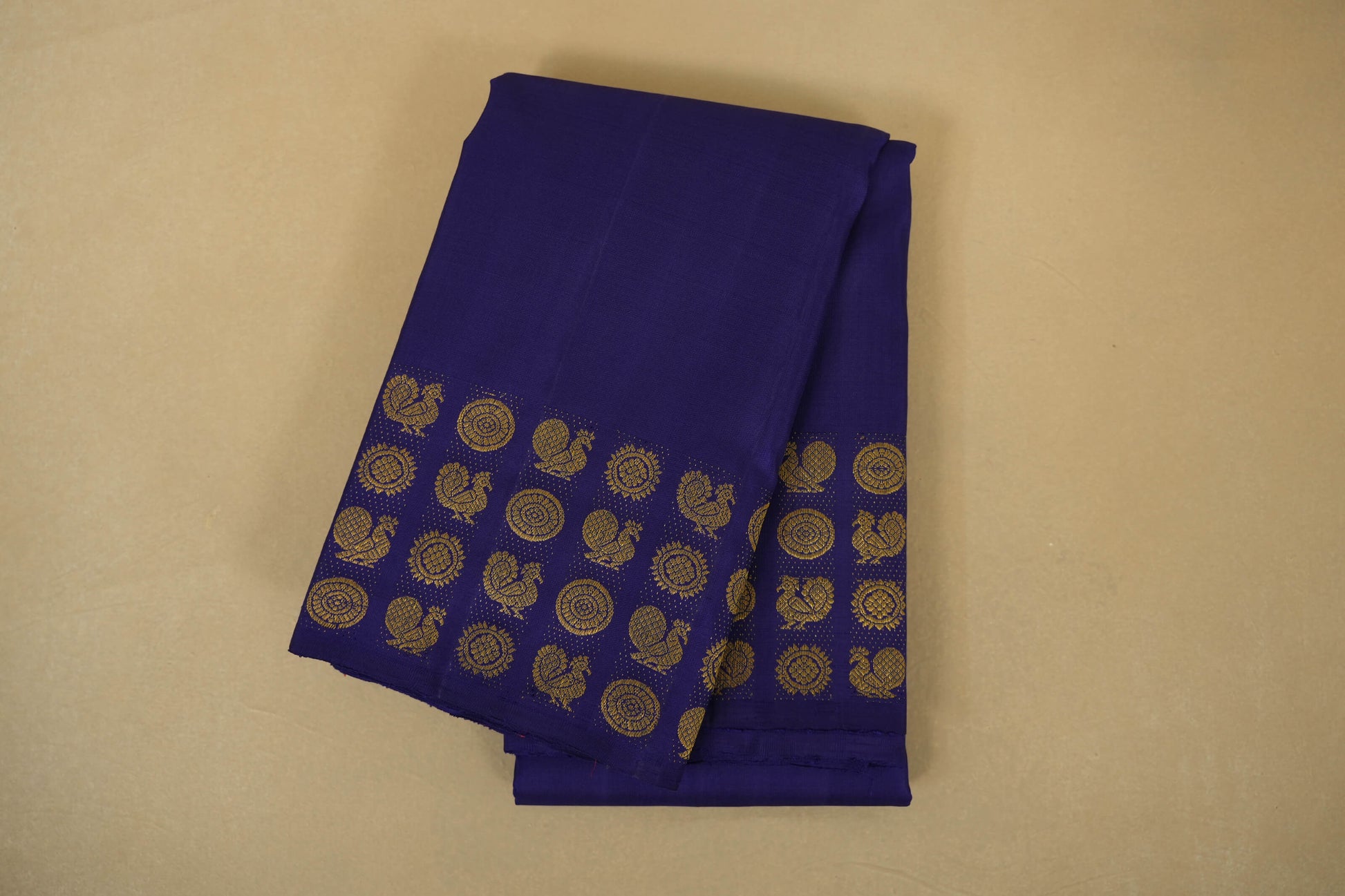 Ink Blue Borderless Vintage Kanjivaram Silk Saree