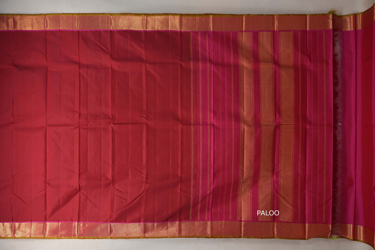 Deep reddish maroon with Bright pink Vintage Kanjivaram Silk Saree by Shreenivas Silks PSSR019314