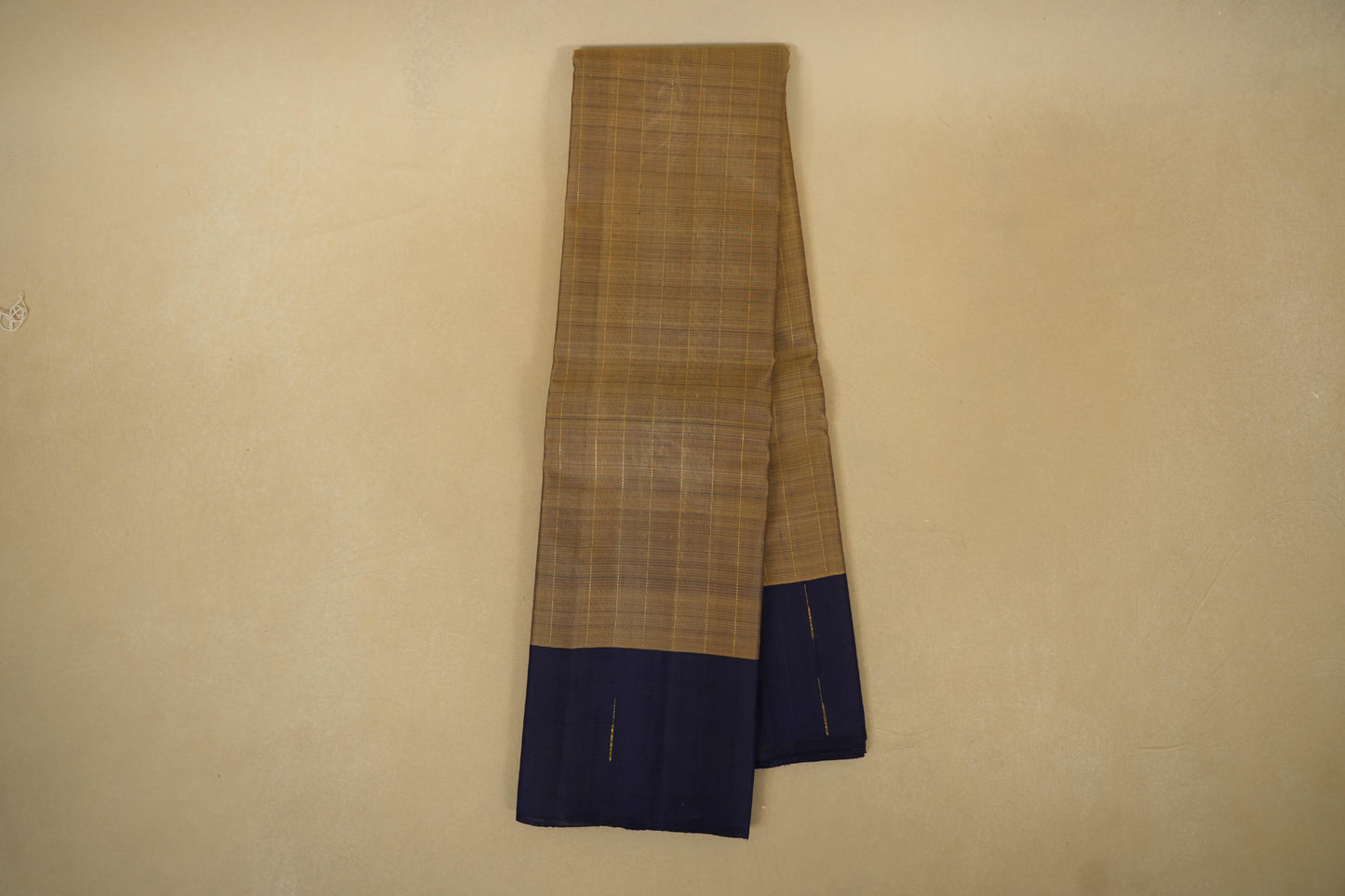Beige with Dark Blue Borders Vintage Kanjivaram Silk Saree online