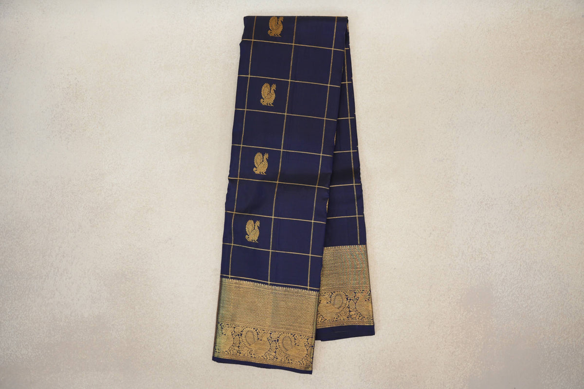  Deep Navy Blue Vintage Kanjivaram Silk Saree online