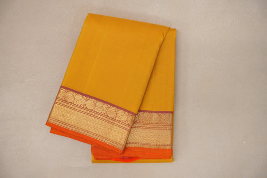 Bright yellow Vintage Kanjivaram Silk Saree by Shreenivas Silks PSSR019317