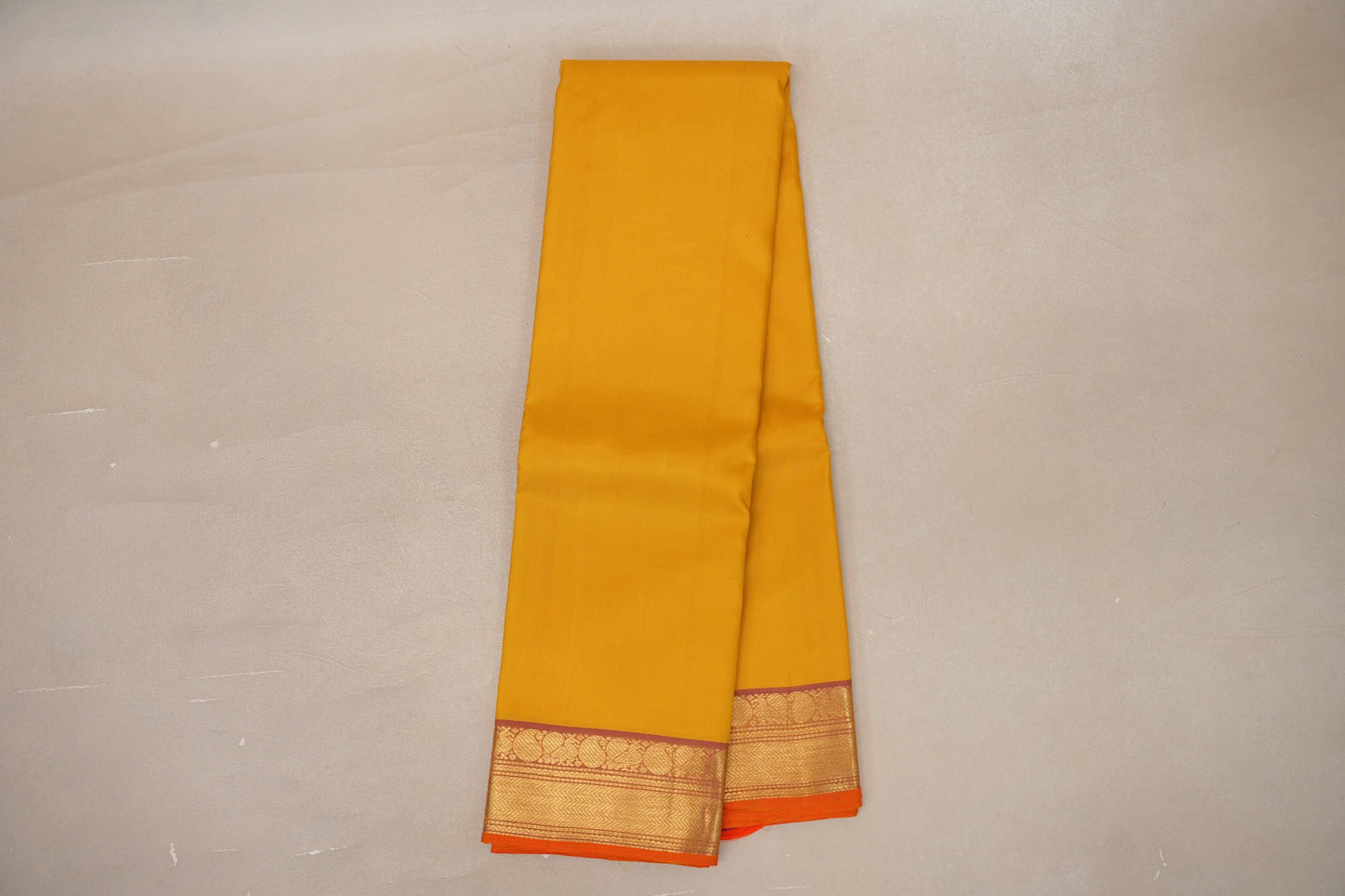Bright yellow Vintage Kanjivaram Silk Saree by Shreenivas Silks PSSR019317