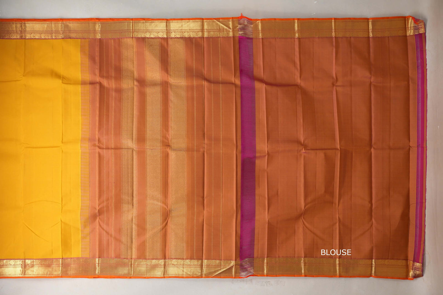 Bright yellow Vintage Kanjivaram Silk Saree by Shreenivas Silks PSSR019317