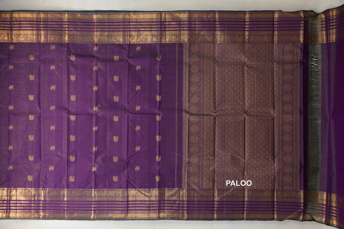 Deep Violet Purple  Vintage Kanjivaram Silk Saree paloo