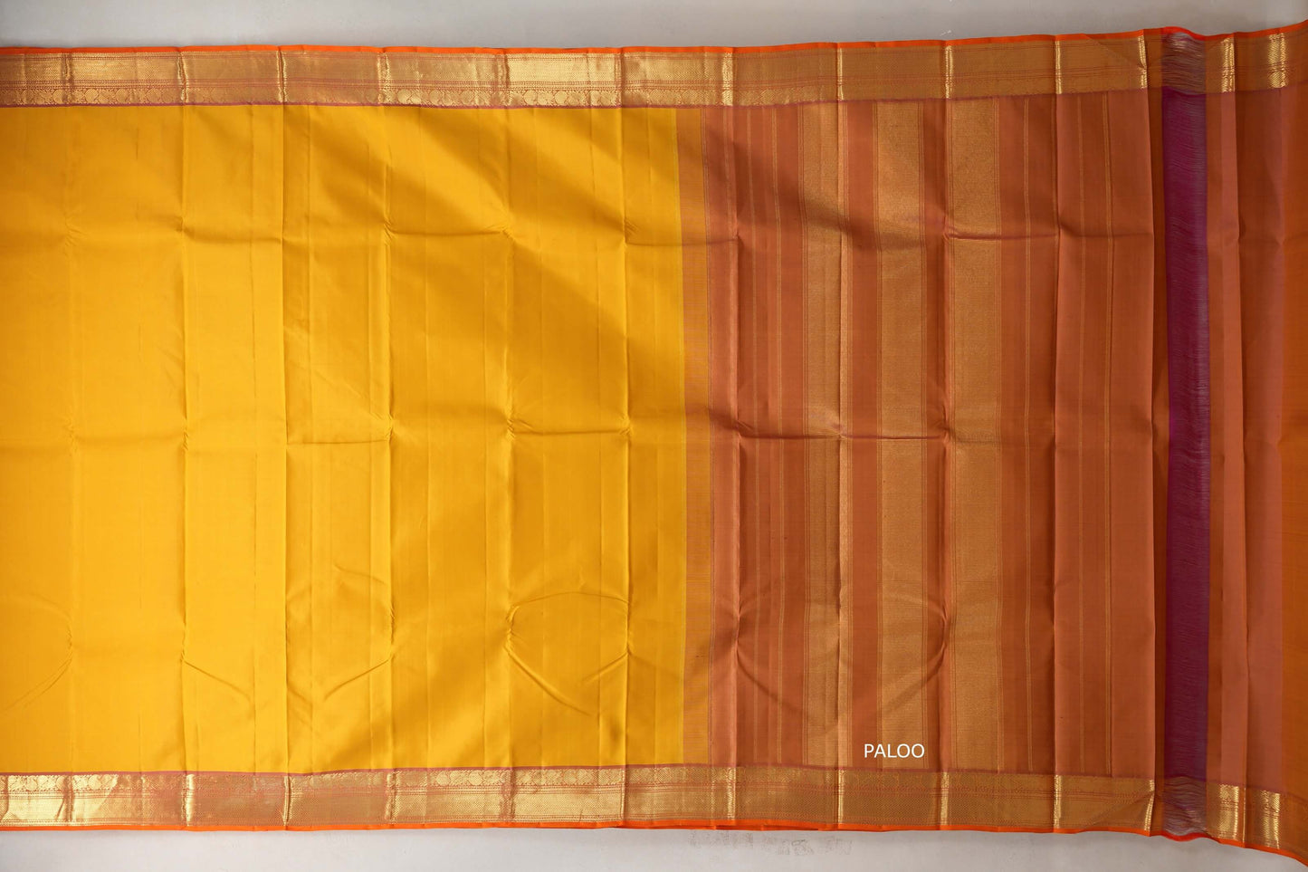 Bright yellow Vintage Kanjivaram Silk Saree by Shreenivas Silks PSSR019317