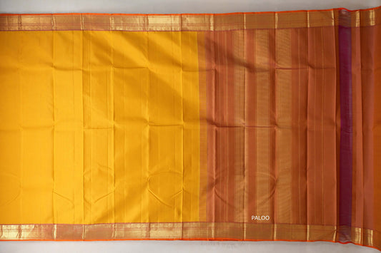 Bright yellow Vintage Kanjivaram Silk Saree by Shreenivas Silks PSSR019317