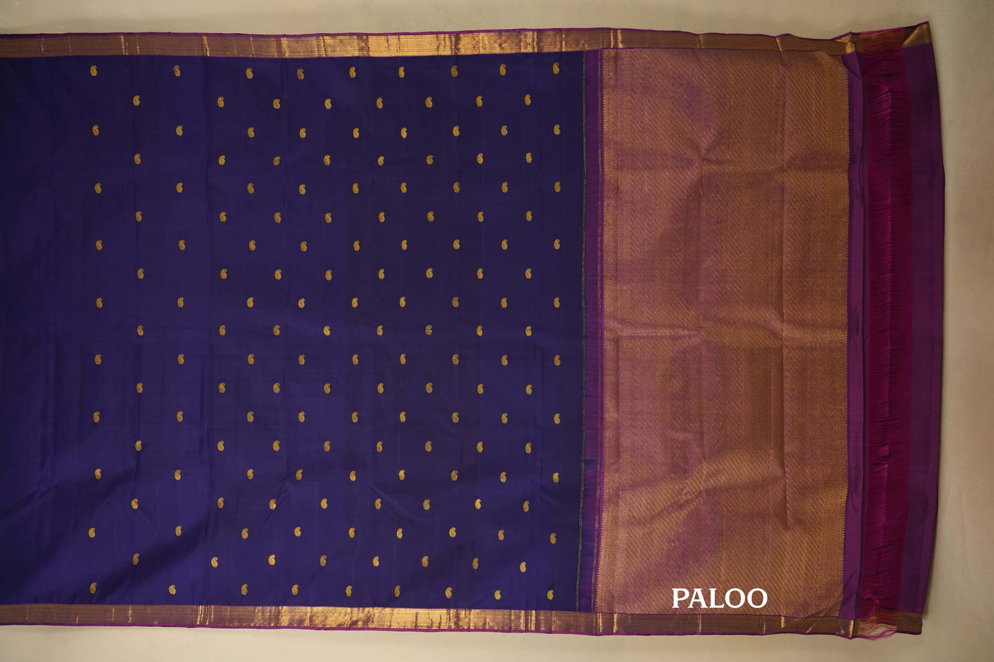 Purple with Magenta Borders Vintage Kanjivaram Silk Saree paloo