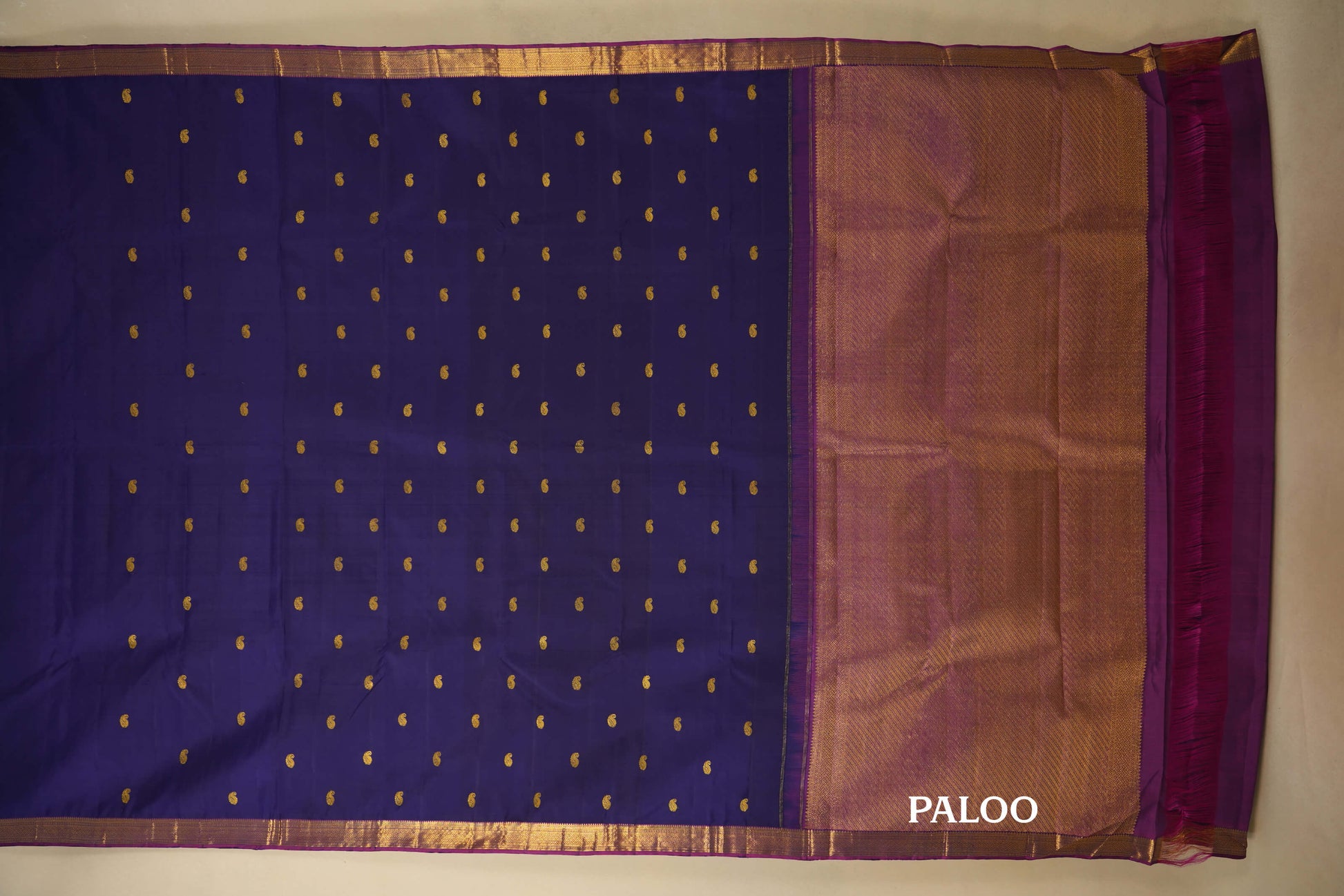 Purple with Magenta Borders Vintage Kanjivaram Silk Saree paloo