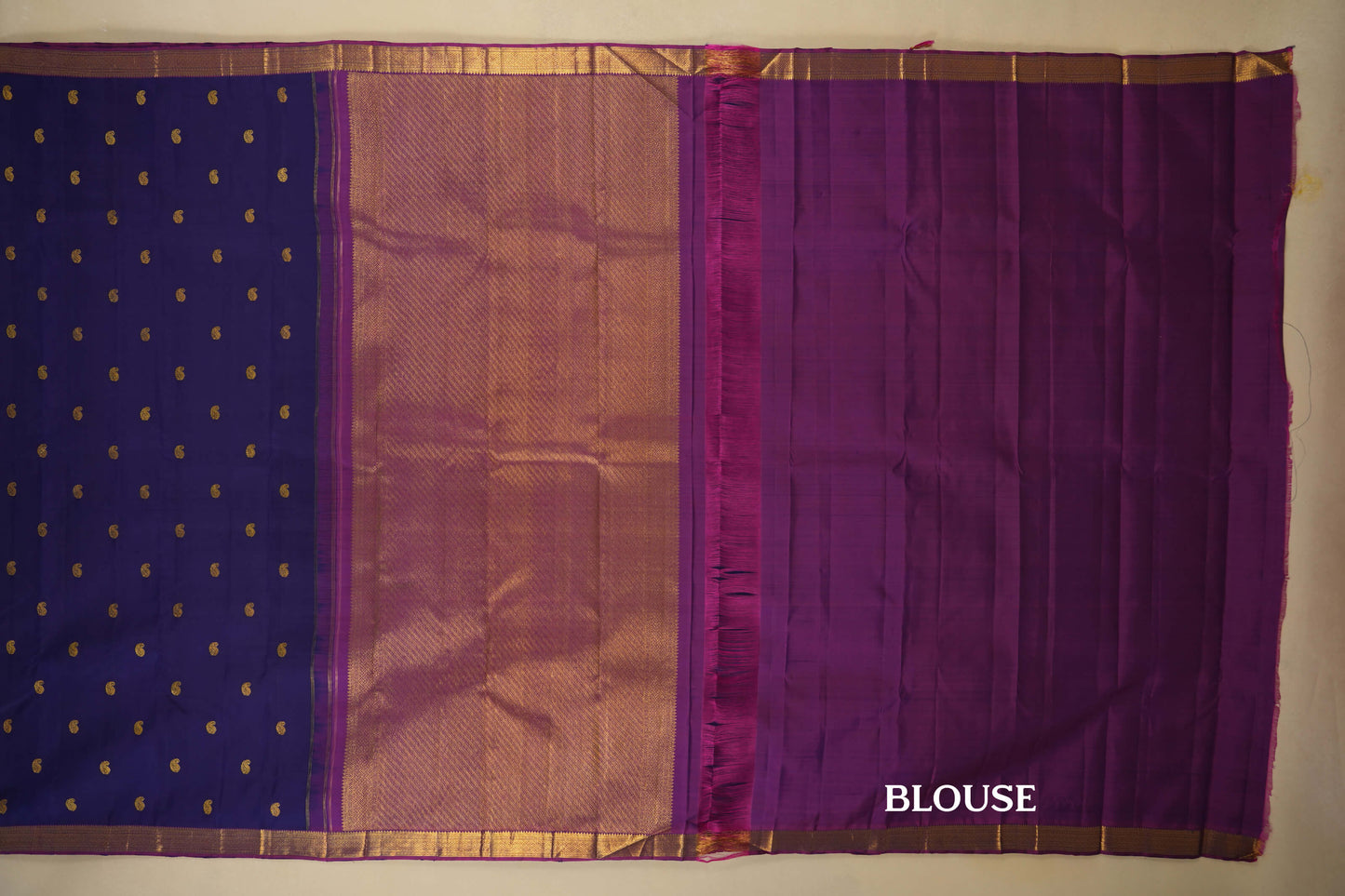 Purple with Magenta Borders Vintage Kanjivaram Silk Saree blouse