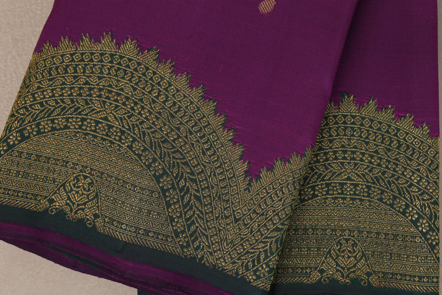 Grape purple with Deep Bottle Green Vintage Kanjivaram Silk Saree by Shreenivas Silks PSSR019320
