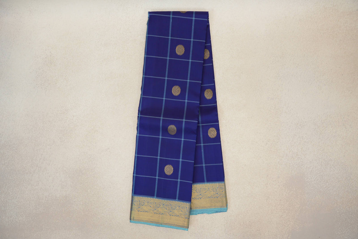  Deep Blue Vintage Kanjivaram Silk Saree online