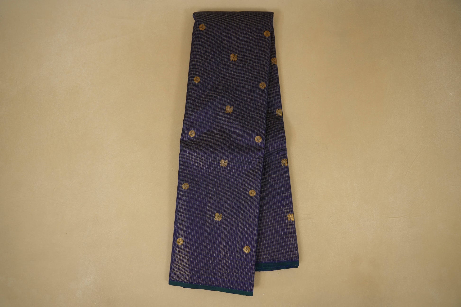 Blue Small Zari Checks Vintage Kanjivaram Silk Saree online