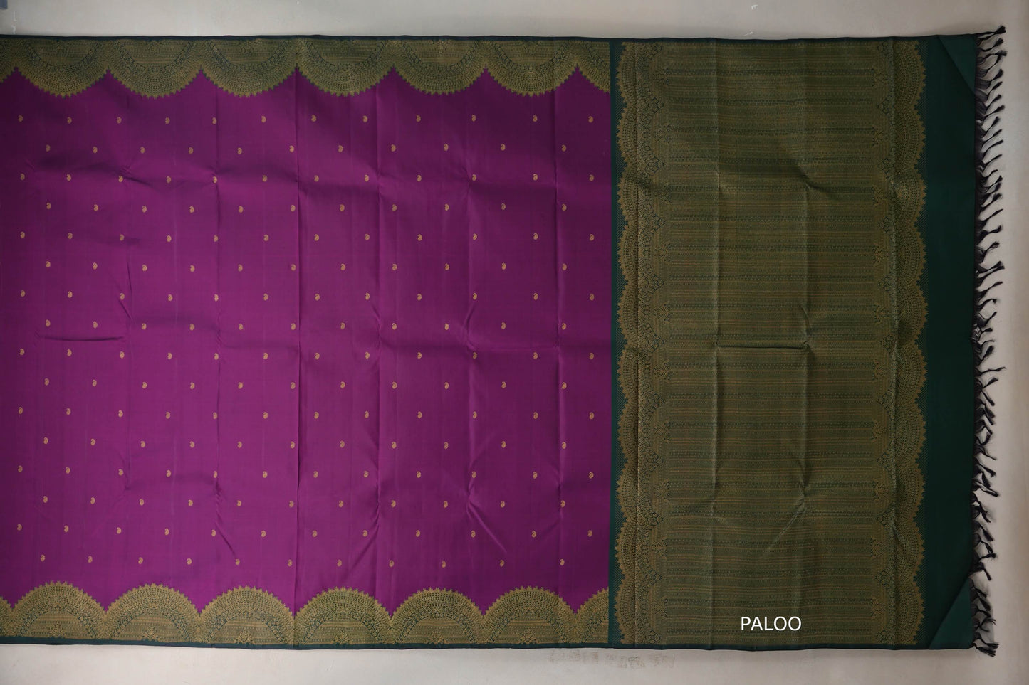 Grape purple with Deep Bottle Green Vintage Kanjivaram Silk Saree by Shreenivas Silks PSSR019320